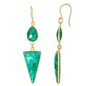 Dyed Emerald Dangling Earrings for Women